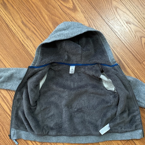 Carters Toddle Kids hooded jacket with gray fuzzy easy zip up front 2 pockets - Picture 7 of 10